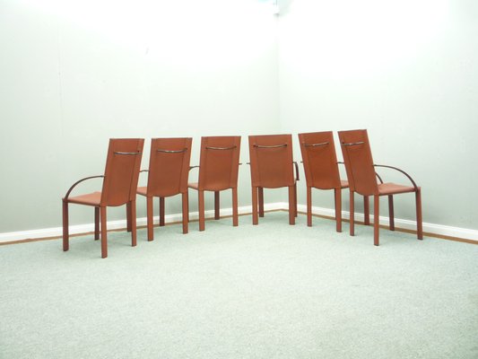 Leather Dining Chairs by Carlo Bartoli for Matteo Grassi, 1980s, Set of 6-UG-1311134