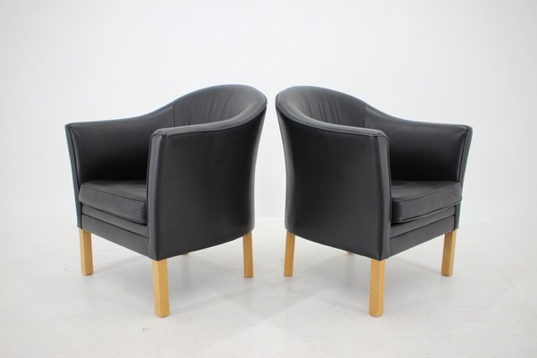 Leather Easy Chairs from Mogens Hansen, Denmark, 1970s, Set of 2-TZ-1153588