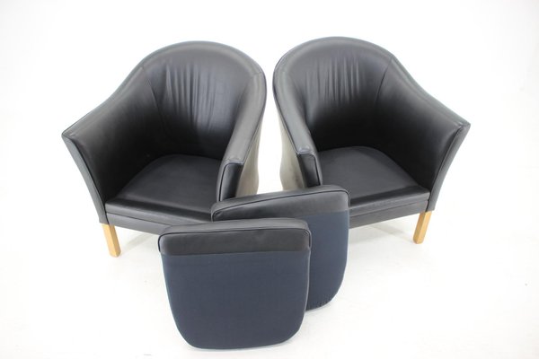 Leather Easy Chairs from Mogens Hansen, Denmark, 1970s, Set of 2-TZ-1153588