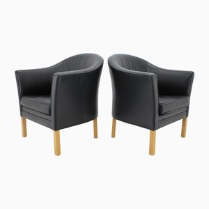 Leather Easy Chairs from Mogens Hansen, Denmark, 1970s, Set of 2-TZ-1153588