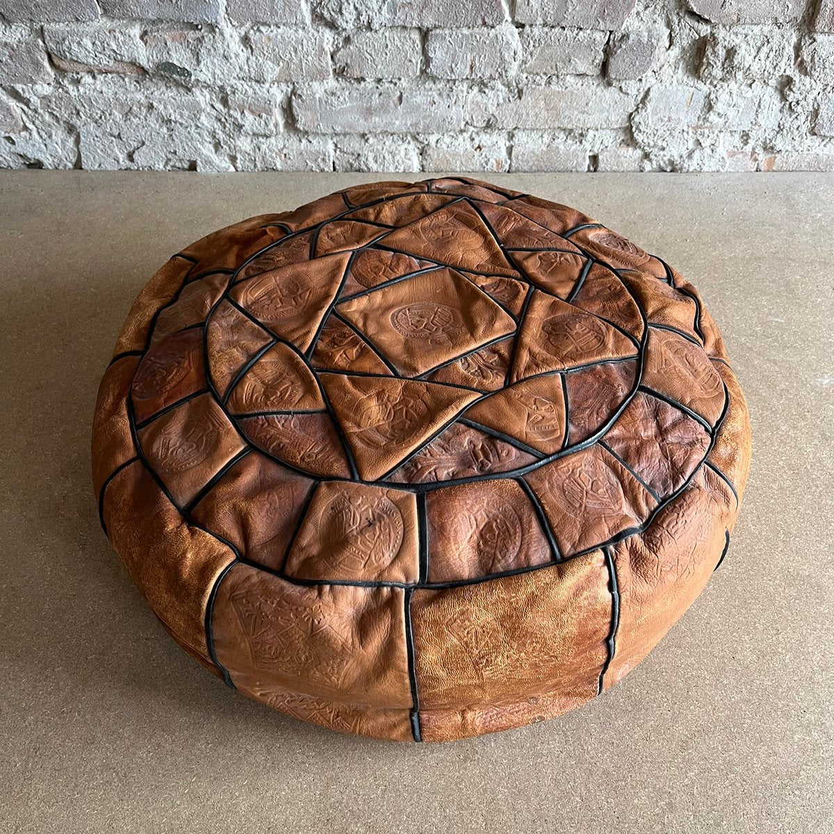 Leather Egyptian Pouf or Ottoman