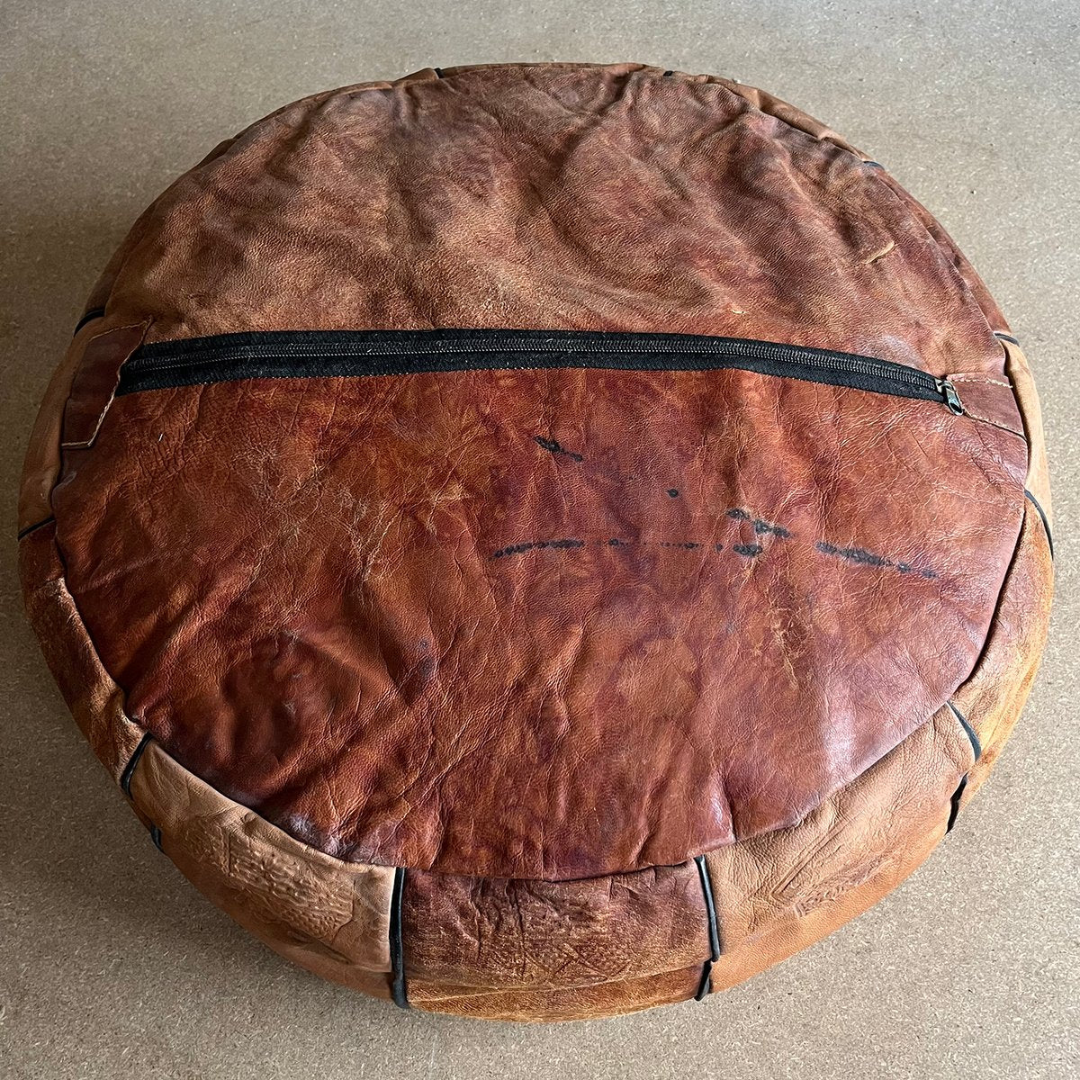 Leather Egyptian Pouf or Ottoman