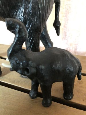 Leather Elephants, 1950s, Set of 2-QJM-858809