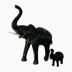 Leather Elephants, 1950s, Set of 2-QJM-858809