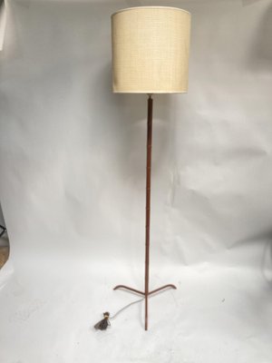 Leather Floor Lamp by Jacques Adnet, 1950s-VRR-1718618