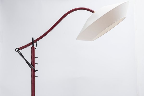 Leather Floor Lamp by Jacques Adnet, 1950s-VRR-734274