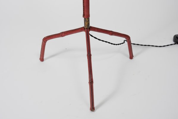 Leather Floor Lamp by Jacques Adnet, 1950s-VRR-570482