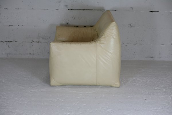 Leather & Foam Armchair in Cream, France, 1970s-MAO-940994