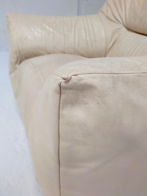 Leather & Foam Armchair in Cream, France, 1970s-MAO-940994