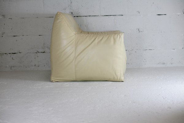 Leather & Foam Armchair in Cream, France, 1970s-MAO-940994