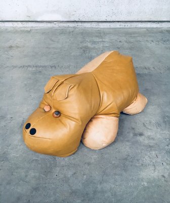 Leather Hippo Hippopotamus Footstool, 1970s-RQV-1823501