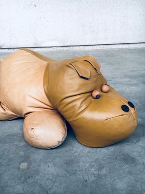 Leather Hippo Hippopotamus Footstool, 1970s-RQV-1823501