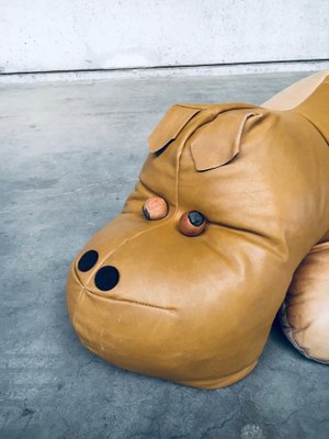 Leather Hippo Hippopotamus Footstool, 1970s-RQV-1823501