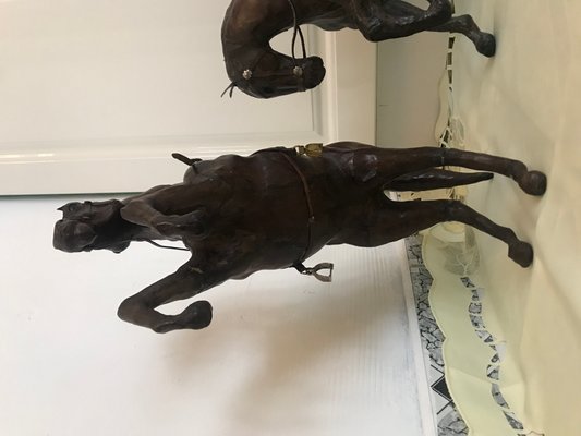 Leather Horse Figurines, 1950s, Set of 2-WQQ-1167415