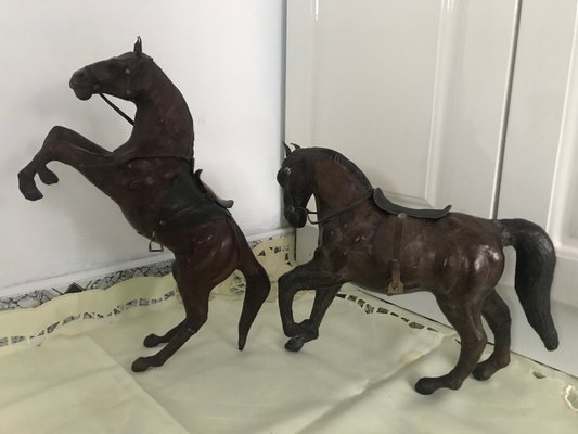 Leather Horse Figurines, 1950s, Set of 2-WQQ-1167415