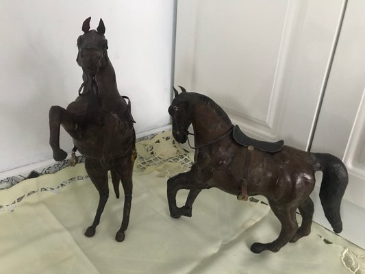 Leather Horse Figurines, 1950s, Set of 2-WQQ-1167415