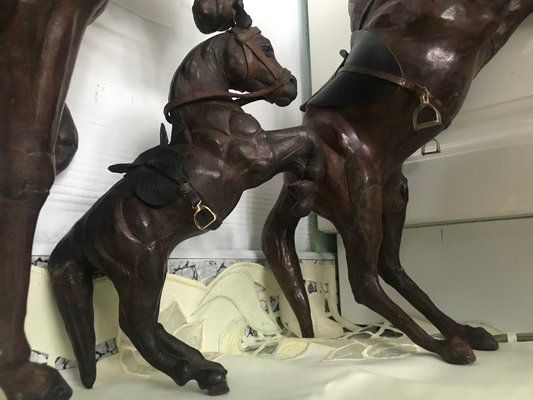 Leather Horse Figurines, 1950s, Set of 2-WQQ-1167415