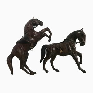 Leather Horse Figurines, 1950s, Set of 2-WQQ-1167415