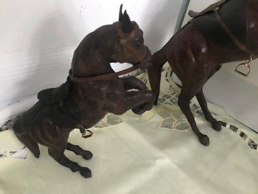 Leather Horse Figurines, 1950s, Set of 3-WQQ-1167401