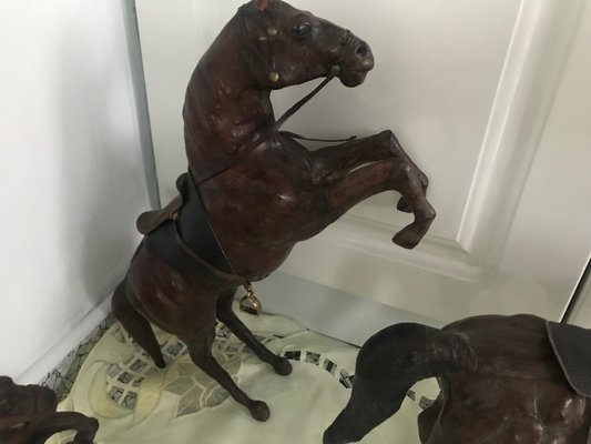 Leather Horse Figurines, 1950s, Set of 3-WQQ-1167401