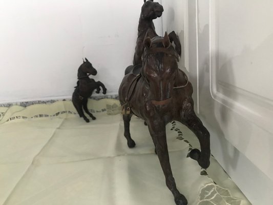 Leather Horse Figurines, 1950s, Set of 3-WQQ-1167401