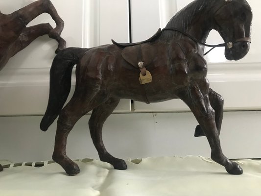 Leather Horse Figurines, 1950s, Set of 3-WQQ-1167401