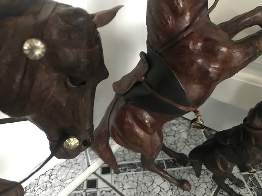 Leather Horse Figurines, 1950s, Set of 4-WQQ-1167376