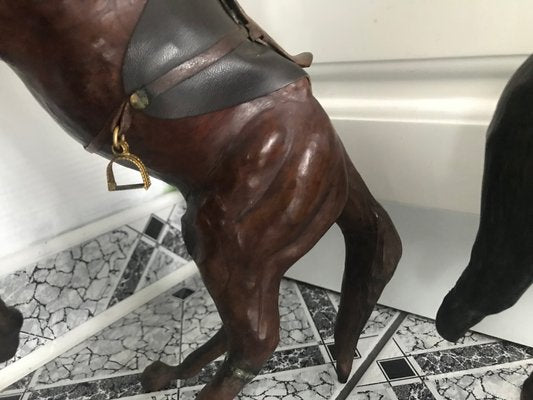 Leather Horse Figurines, 1950s, Set of 4-WQQ-1167376