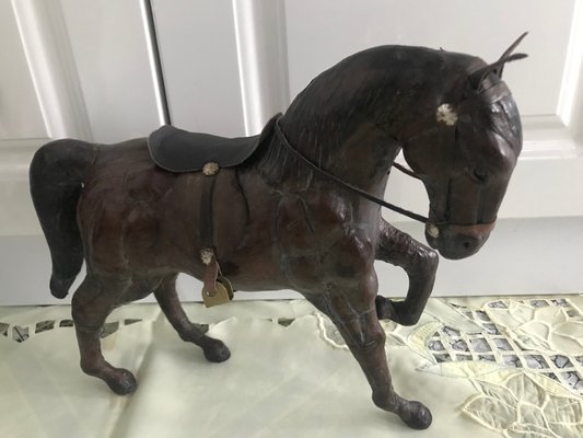 Leather Horse Figurines, 1950s, Set of 4-WQQ-1167376