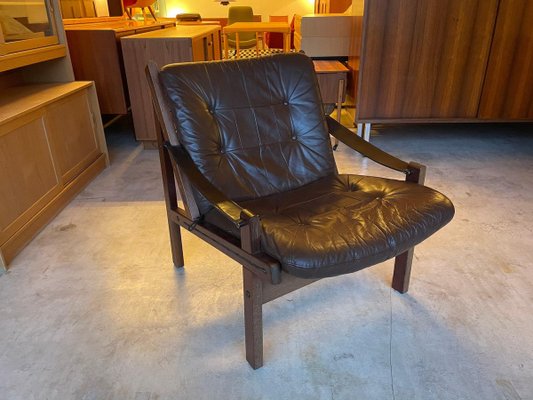 Leather Hunter Chair by Torbjorn Afdal for Bruksbo, 1960s-WSA-854055