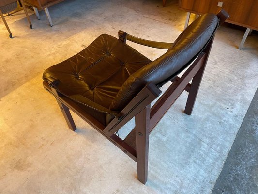 Leather Hunter Chair by Torbjorn Afdal for Bruksbo, 1960s-WSA-854055