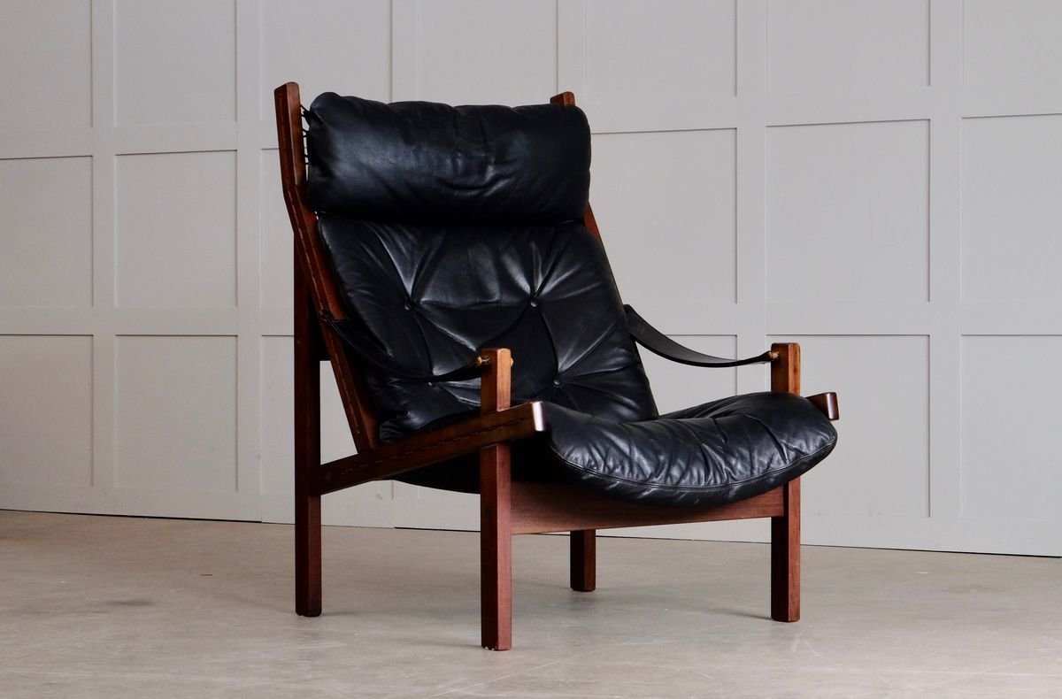 Leather Hunter Chair by Torbjørn Afdal for Bruksbo, 1970s