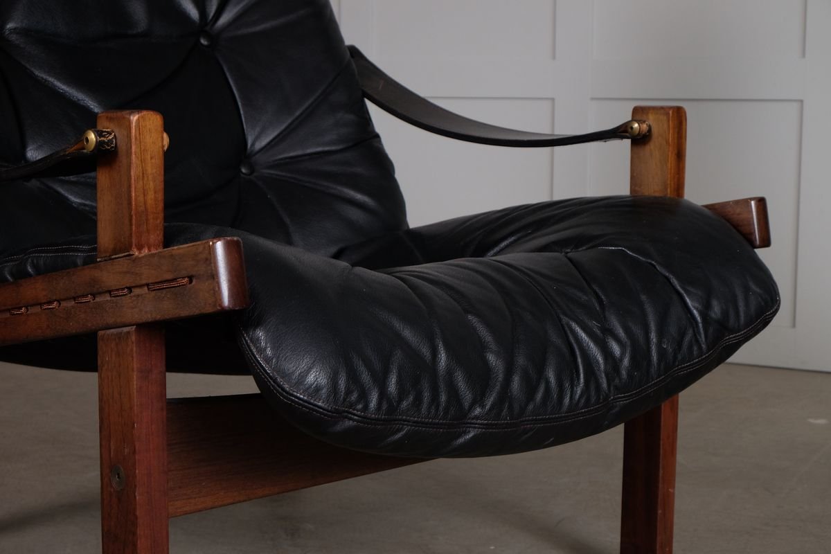 Leather Hunter Chair by Torbjørn Afdal for Bruksbo, 1970s