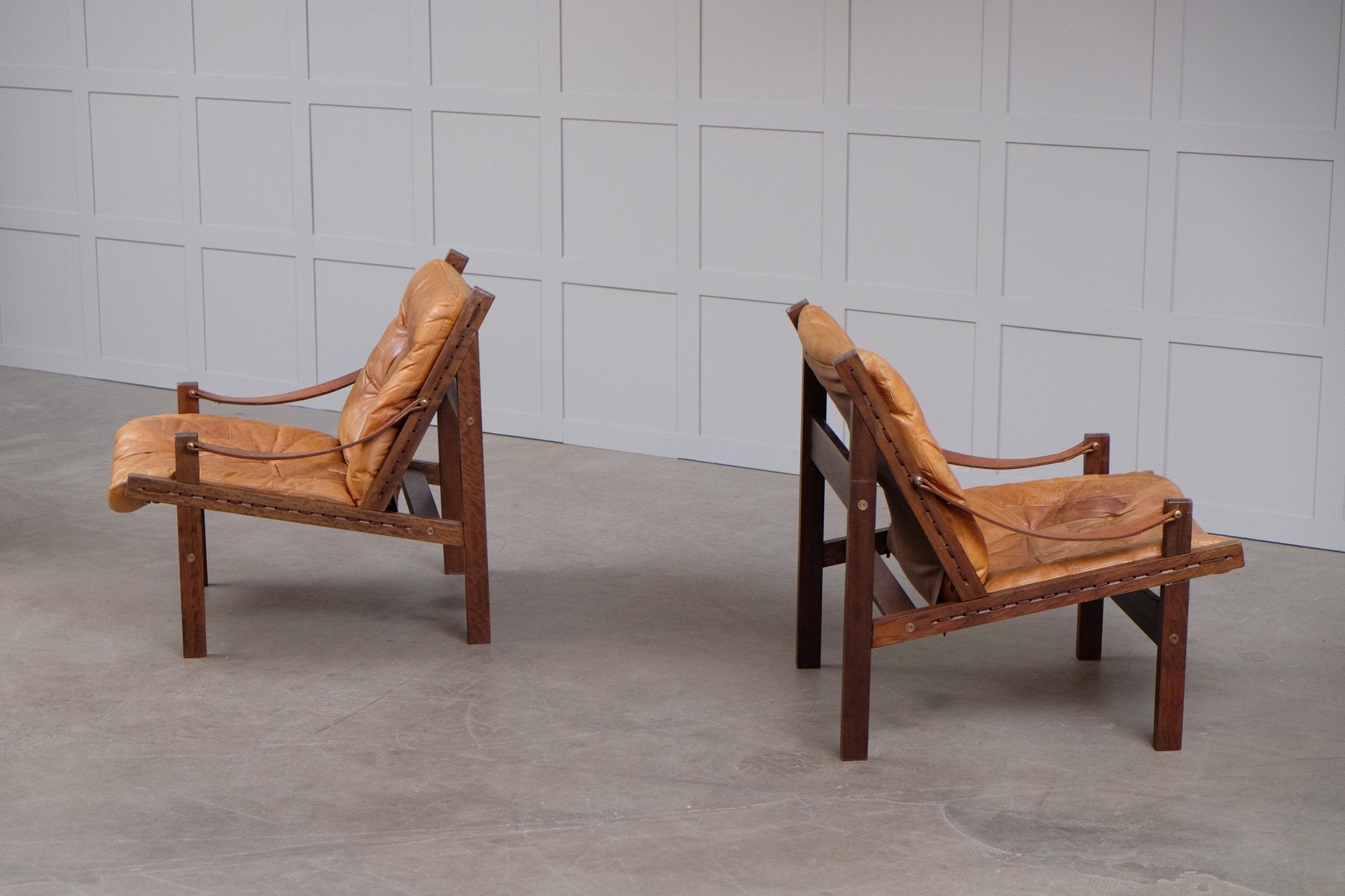 Leather Hunter Chairs by Torbjørn Afdal for Bruksbo, 1960s, Set of 3