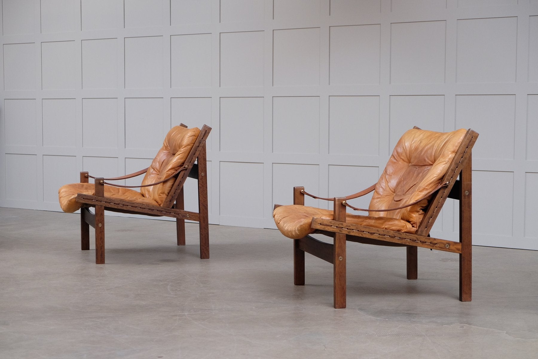 Leather Hunter Chairs by Torbjørn Afdal for Bruksbo, 1960s, Set of 3