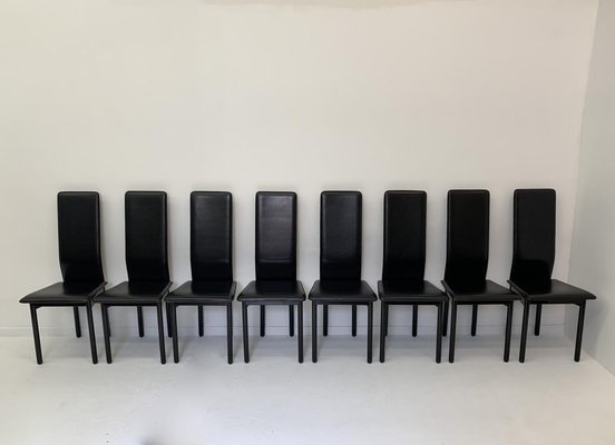 Leather Italian Pozzi Chairs, 1980s, Set of 8-BGP-1008131