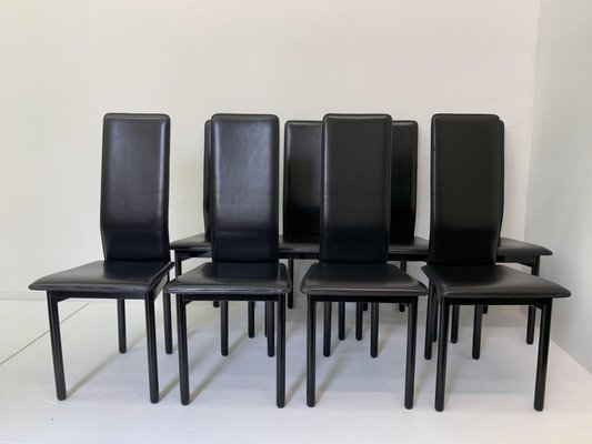 Leather Italian Pozzi Chairs, 1980s, Set of 8-BGP-1008131