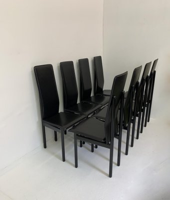 Leather Italian Pozzi Chairs, 1980s, Set of 8-BGP-1008131