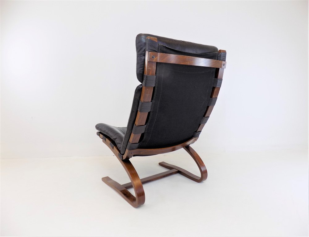 Leather Kengu Armchair by Elsa & Nordahl Solheim for Rybo Rykken, 1960s