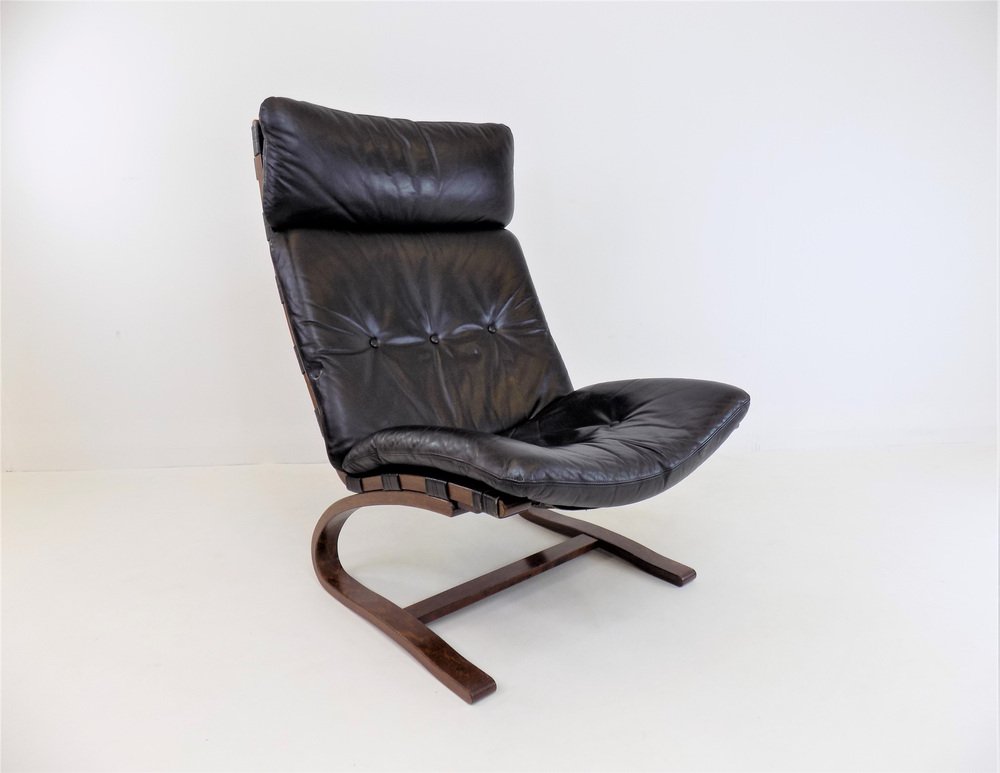 Leather Kengu Armchair by Elsa & Nordahl Solheim for Rybo Rykken, 1960s