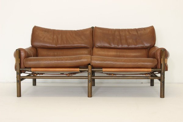 Leather Kontiki Sofa & Coffee Table from Arne Norell Ab, 1970s, Set of 2-VGV-1721542