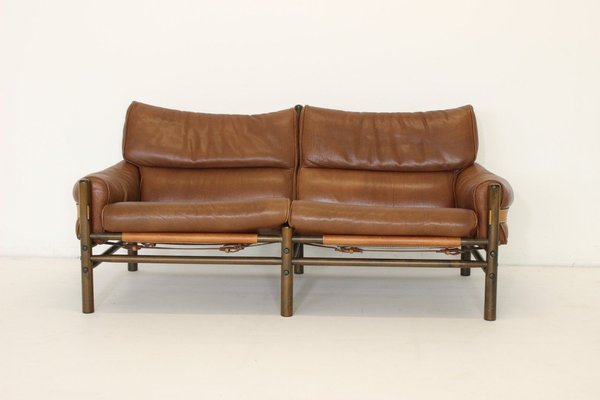 Leather Kontiki Sofa & Coffee Table from Arne Norell Ab, 1970s, Set of 2-VGV-1721542