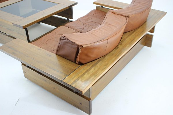 Leather Living Room Set by Hämeen Kalustaja, Finland, 1970s, Set of 3-TZ-1092361