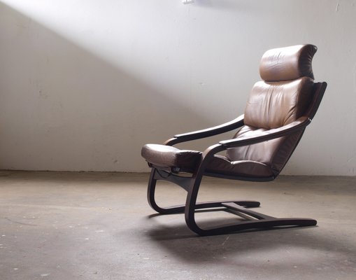 Leather Lounge Chair by Åke Fribytter for Nelo Möbel, 1970s-QNP-1844218