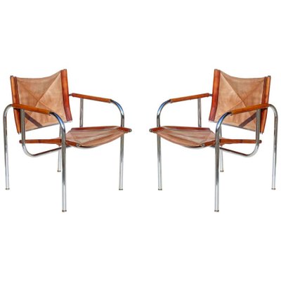 Leather Lounge Chairs by Hans Eichenberger for Strässle, 1960s, Set of 2-KGD-833382