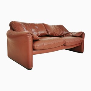 Leather Maralunga 2-Seater Sofa by Vico Magistretti for Cassina, 1970s-PRS-1884202