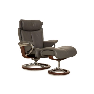 Leather Model Magic Armchair & Stool from Stressless, Set of 2-RQW-1799639