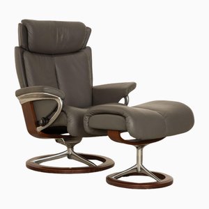 Leather Model Magic Armchair & Stool from Stressless, Set of 2-RQW-1799639