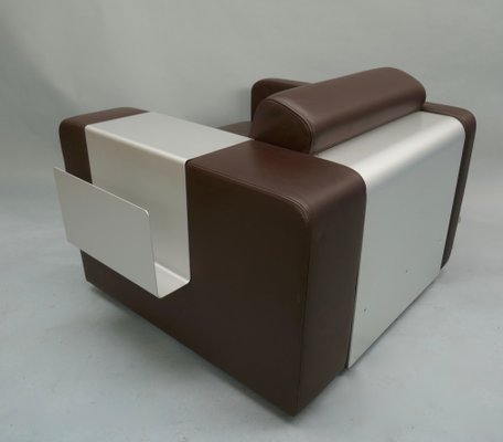 Leather Model ULMO Lounge Chair with Aluminum Back & Side Element by Ulf Moritz for Team by Wellis, 2000s-YLE-870356