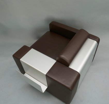 Leather Model ULMO Lounge Chair with Aluminum Back & Side Element by Ulf Moritz for Team by Wellis, 2000s-YLE-870356